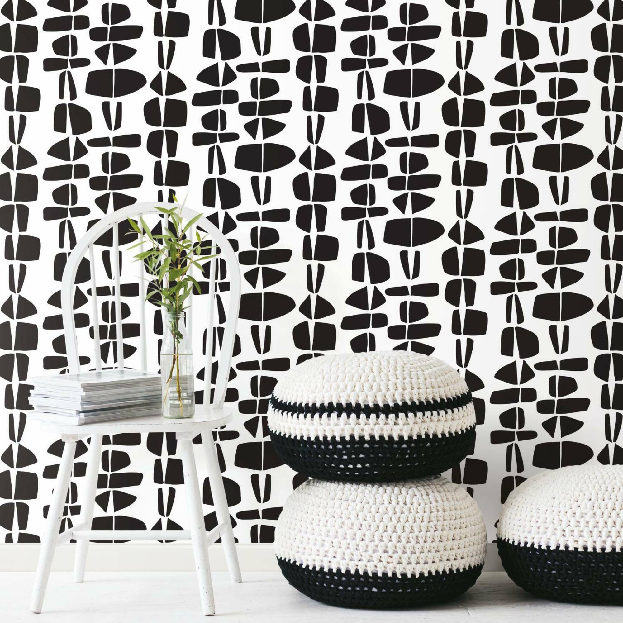 RoomMates Black Stacked Stones Peel & Stick Wallpaper